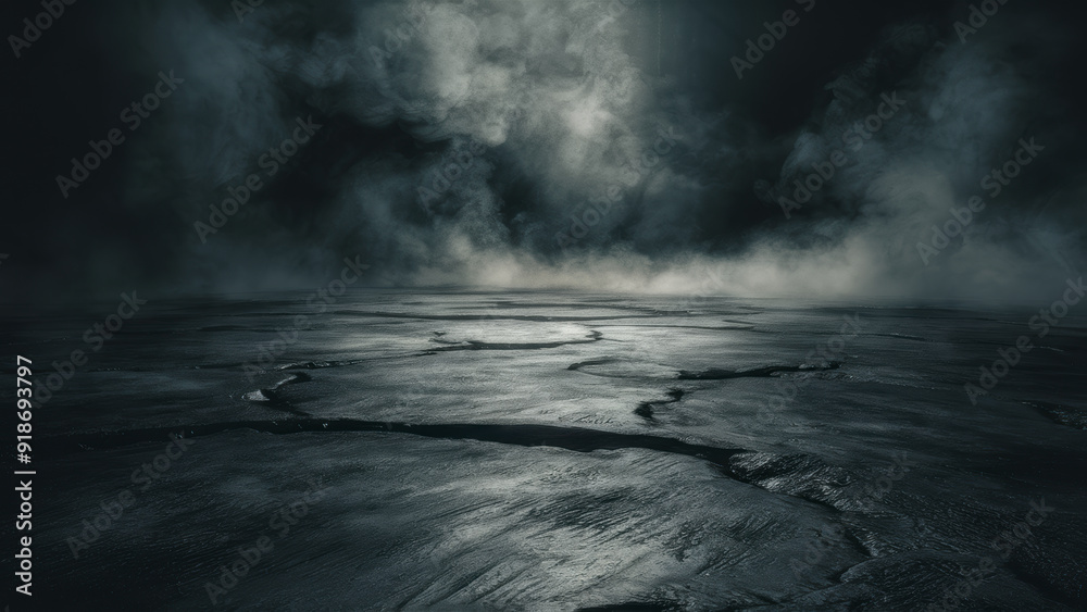 Dark Foggy Ground with Reflections with Copy-Space Dark Foggy Ground with Reflections with Copy-Space
