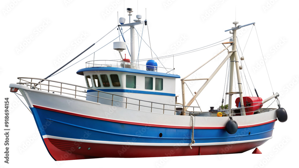 Detailed Fishing Boat Cut-Out on Transparent PNG Background Detailed Fishing Boat Cut-Out on Transparent PNG Background