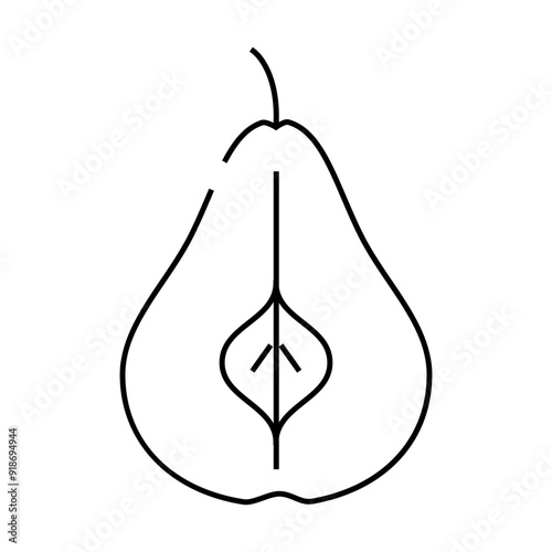 pear one cut line icon vector. pear one cut sign. isolated contour symbol black illustration