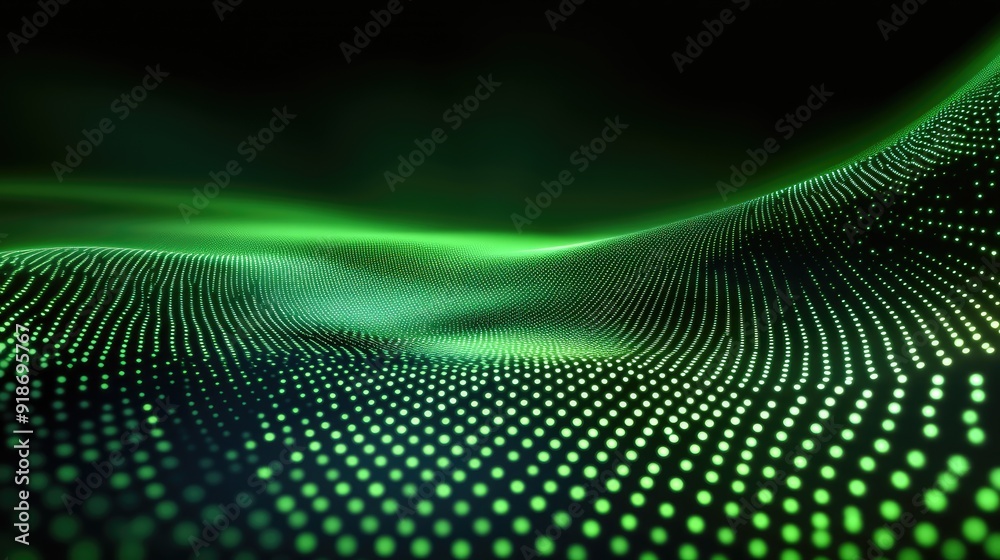 A green wave with many dots on it A green wave with many dots on it