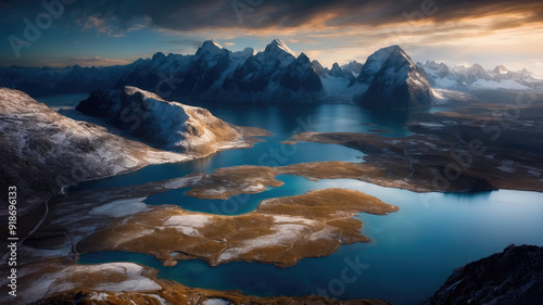 Serenity at Summit: Dawn's Reflection in the High Altitude Wilderness