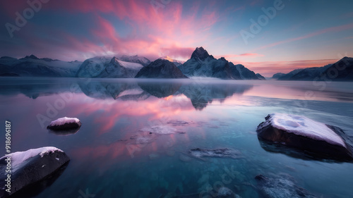 Ethereal Reflections at Twilight in the Mountain Sanctuary