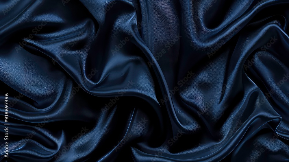 A close-up shot of a dark blue satin fabric, draped in soft, flowing folds. The fabric has a subtle texture and catches the light. A close-up shot of a dark blue satin fabric, draped in soft, flowing folds. The fabric has a subtle texture and catches the light.