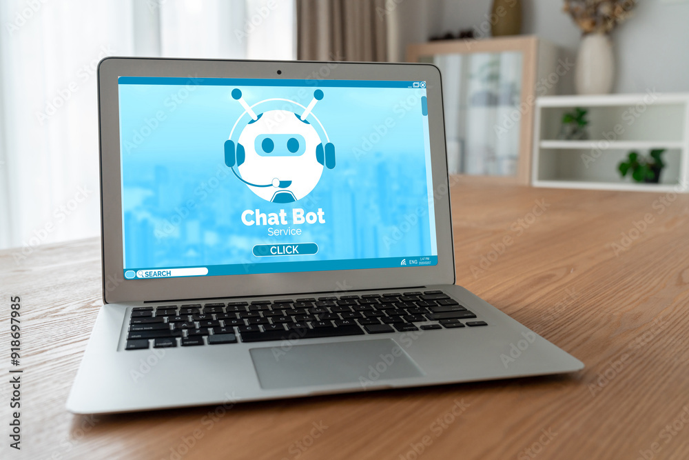 Fototapeta premium Chatbot software application for modish online business that automatically reply to customer questions