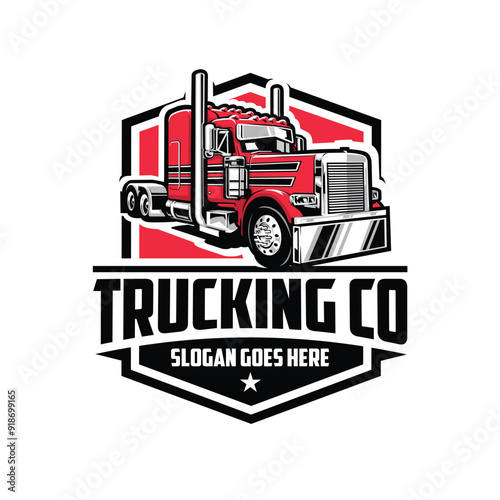Trucking company badge emblem vector logo template. Best for trucking and freight related industry