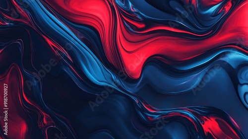 Abstract Swirling Red and Blue Liquid Pattern