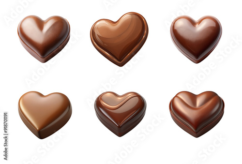 Sweet Heart-Shaped Chocolate Image Isolated with Clipping Path