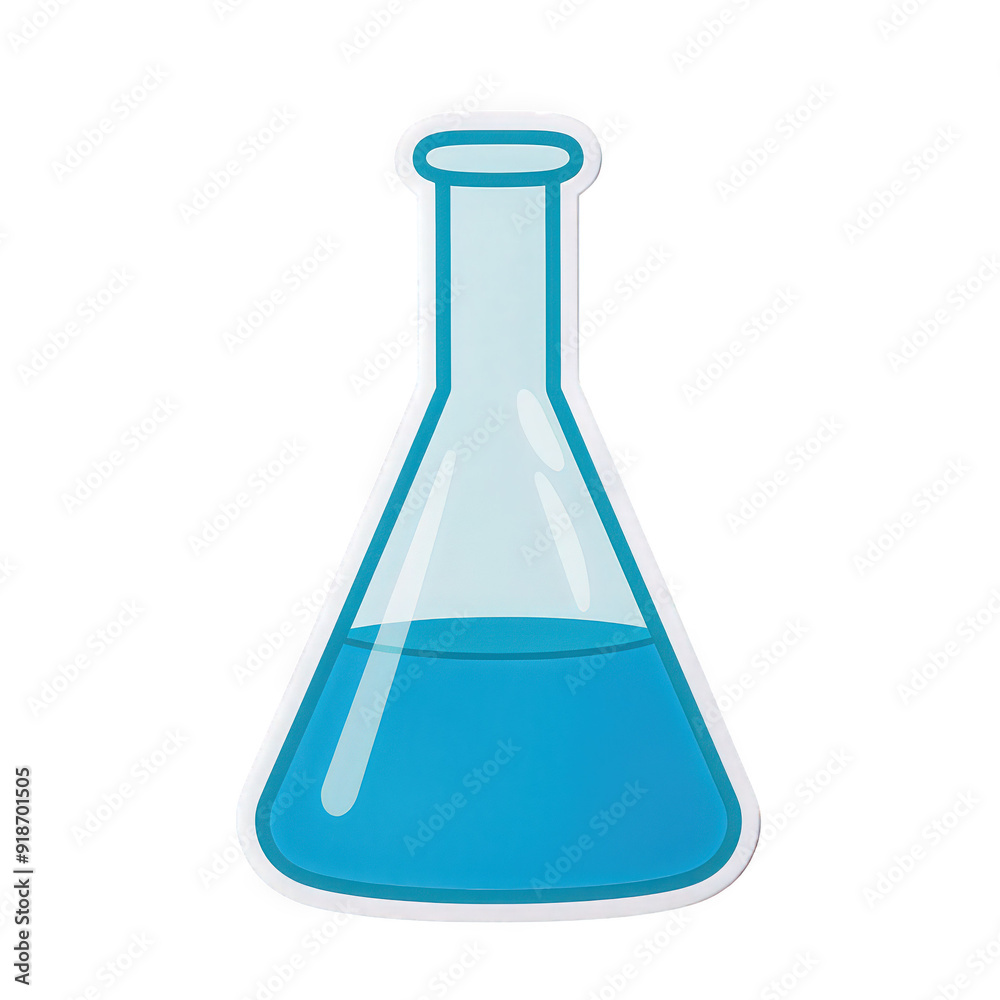 A blue liquid in a laboratory flask representing science and chemistry concepts. A blue liquid in a laboratory flask representing science and chemistry concepts.