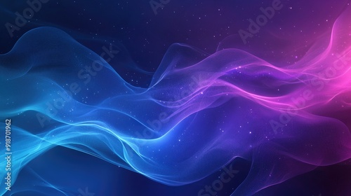 Abstract Blue and Purple Wavy Lines with Sparkle Background