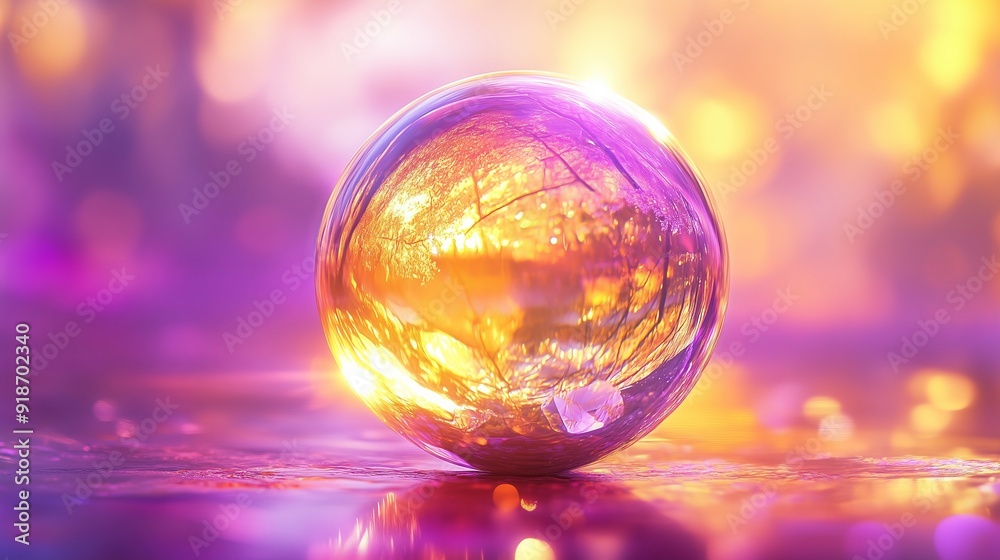 Captivating Light Reflections in a Colorful Bubble Captivating Light Reflections in a Colorful Bubble