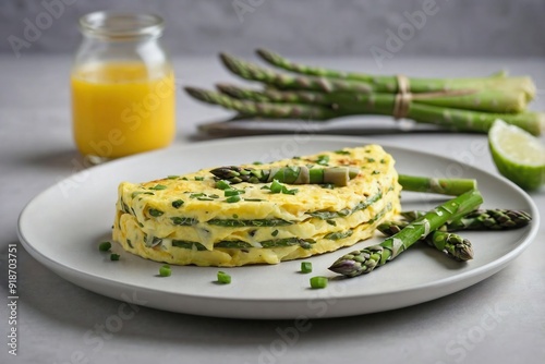 Slice of Asparagus Omelet on a Minimalist Plate