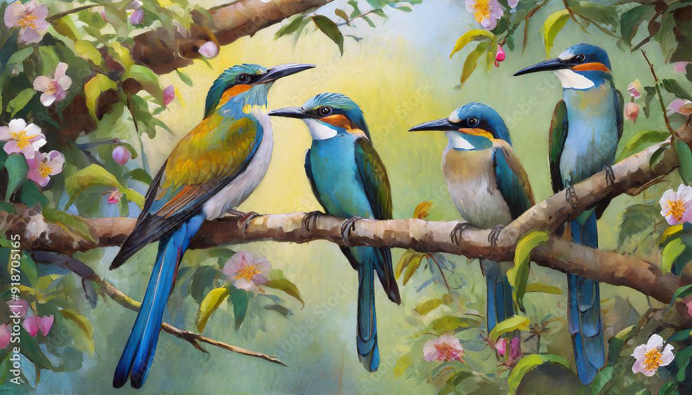 Fototapeta premium Birds, branch