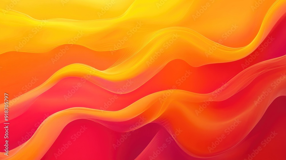 Abstract Background with Smooth Orange and Red Wavy Lines
