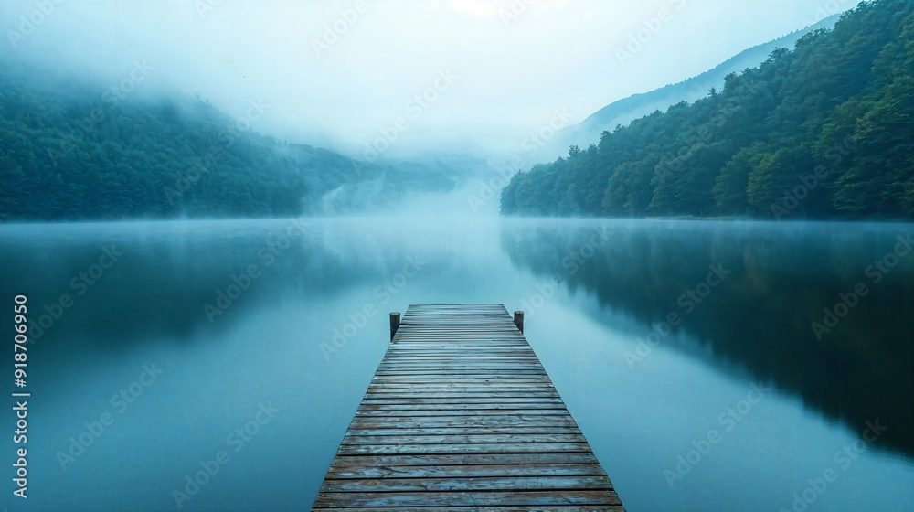 Fototapeta premium a dock in the middle of a body of water