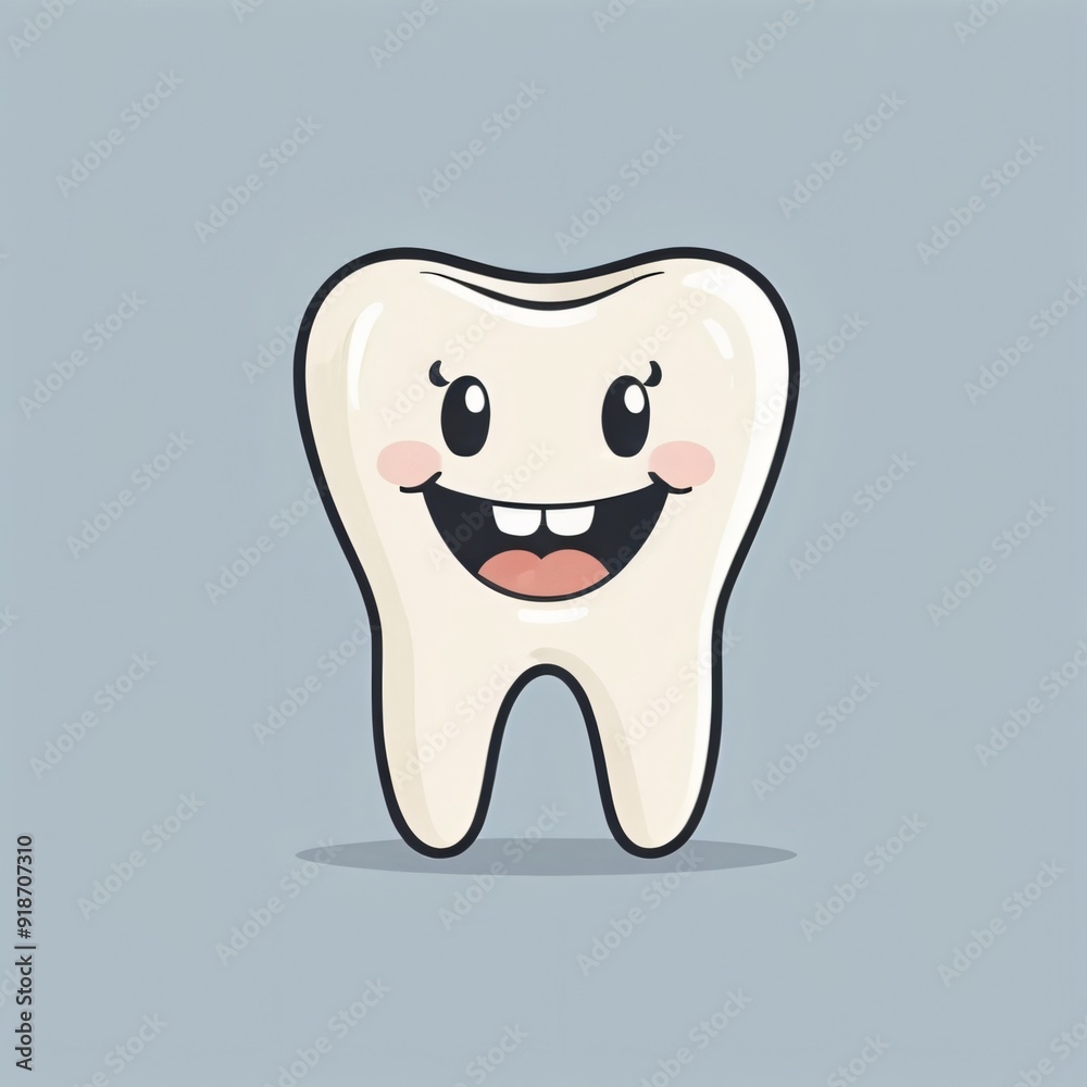 simple cute tooth with smile illustration simple cute tooth with smile illustration