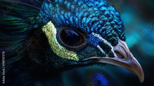 Close-up of a Peacock's Head