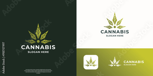 creative abstract marijuana logo template inspiration.