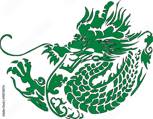 Vector sketch illustration silhouette design detail animal mythological fairy tale flying dragon classic vintage ethnic