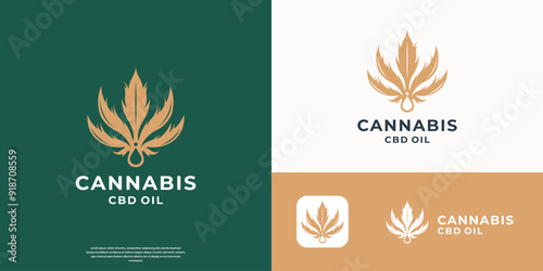 CBD Cannabis Marijuana Pot Hemp Leaf Logo design vector illustration.