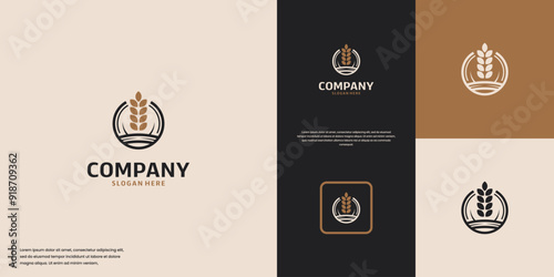 agriculture logo, minimalist concept, farm, logo design illustration.