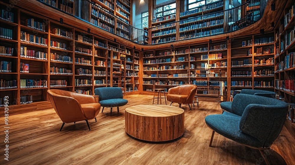 a library filled with lots of books and chairs a library filled with lots of books and chairs