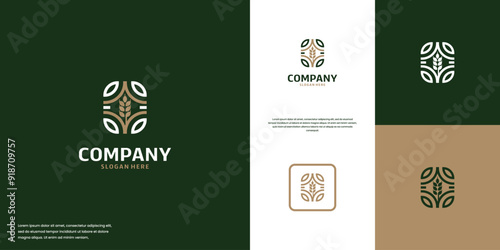 agricultural product logo , wheat or rice , modern abstract , logo vector template.