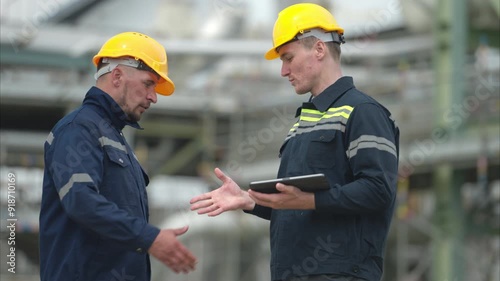 Both of Petroleum engineer is on a mission to inspect oil distillation at a huge oil refinery