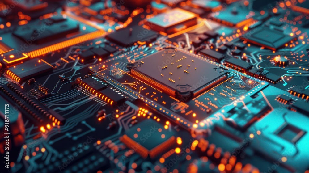 Close Up of an Illuminated Circuit Board Close Up of an Illuminated Circuit Board