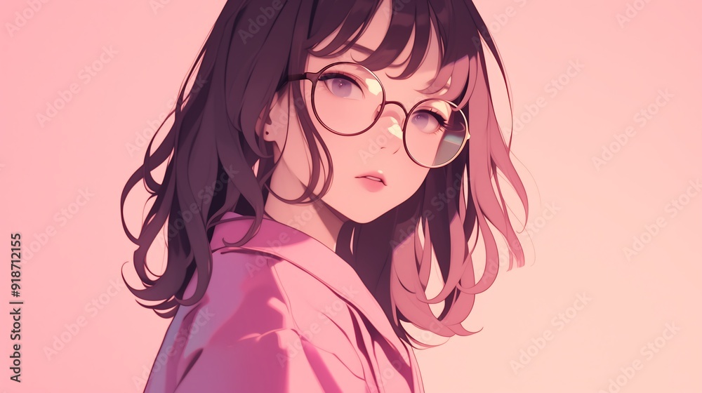 cute anime girl wearing jacket and glasses cute anime girl wearing jacket and glasses