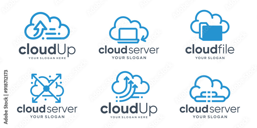 set bundle logos cloud icon set vector illustration. set bundle logos cloud icon set vector illustration.