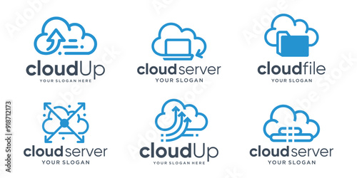set bundle logos cloud icon set vector illustration.