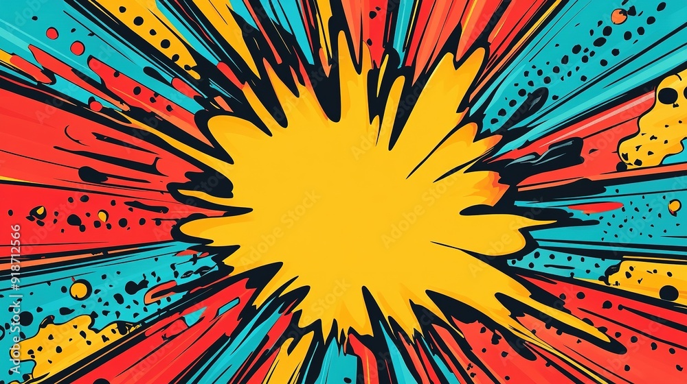Fototapeta premium Abstract Comic Book Explosion with Yellow, Red, and Blue Colors