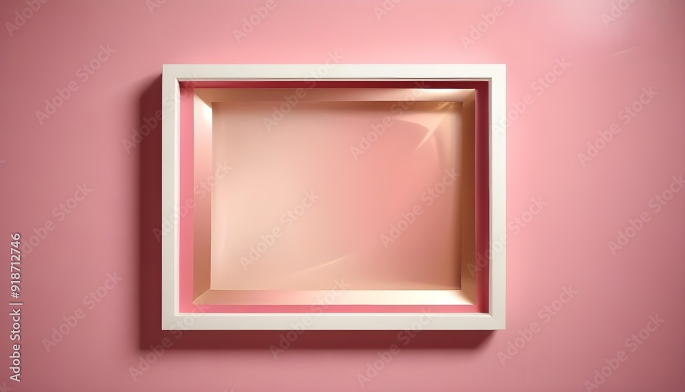 A white square frame with beveled edges placed on a rich pink background, highlighting the smooth surface of the frame. A white square frame with beveled edges placed on a rich pink background, highlighting the smooth surface of the frame.