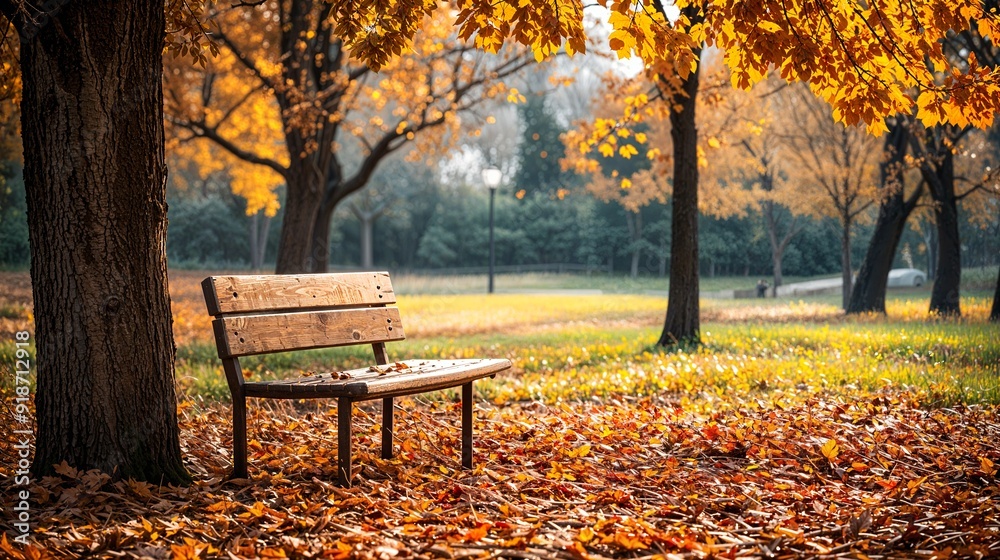 a wooden bench sitting under a tree in a park a wooden bench sitting under a tree in a park