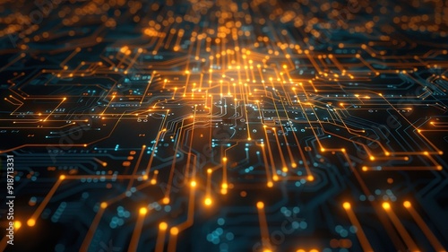A hightech digital world map with glowing nodes and interconnected circuits, overlaid with subtle binary code on a dark background