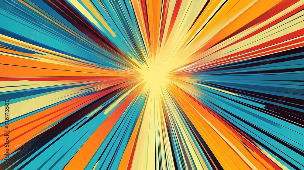 Abstract Art with Bright Colorful Stripes Converging to a White Center Abstract Art with Bright Colorful Stripes Converging to a White Center
