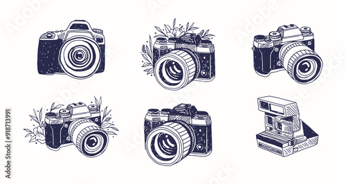 Wallpaper Mural Logos Camera for Photography Logo, Camera Logo, camera lens, Retro Vintage Photography Logo, Landscape Photography, Camera with Floral, Camera in white Background in SVG Vector Isolated Old Camera Torontodigital.ca