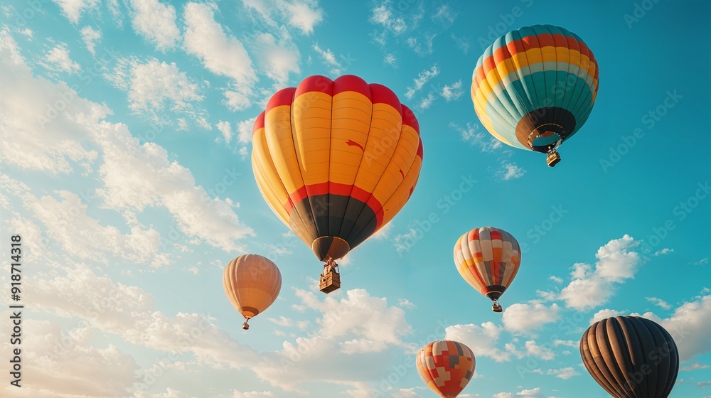 Obraz premium a group of hot air balloons flying in the sky