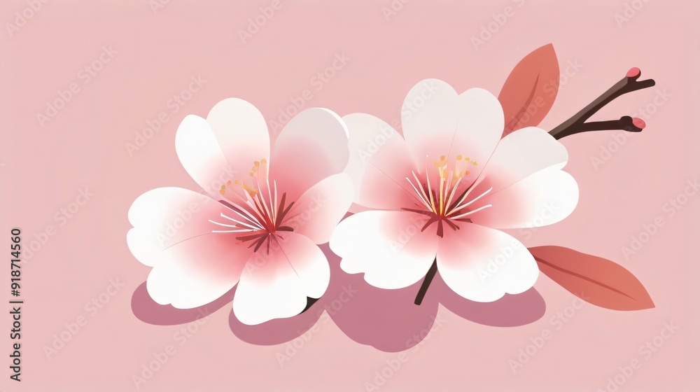 simple flat beauty sakura flowers illustration simple flat beauty sakura flowers illustration