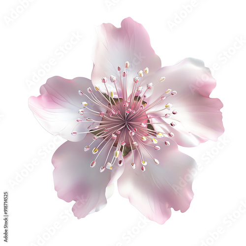 Beautiful vector illustration of a delicate pink and white flower with detailed petals and stamens. photo