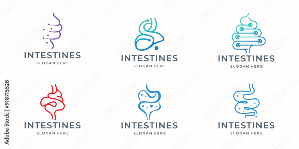 Fototapeta premium minimalist logo set of intestine organ human design vector illustration.