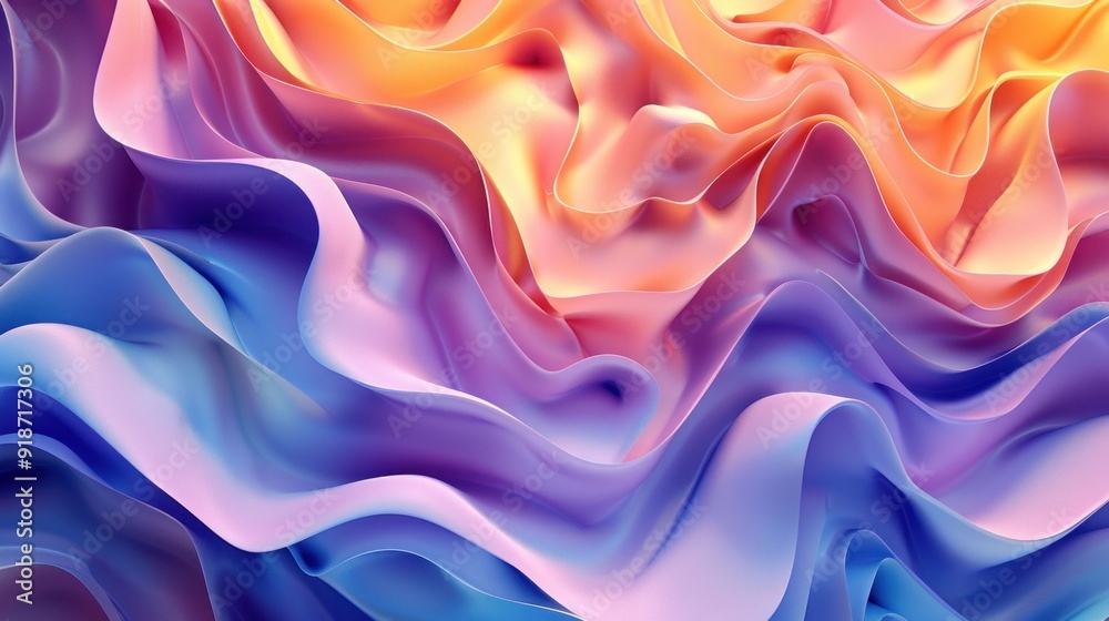 Obraz premium Colorful fabric with wavy lines and waves in the background abstract elegance and beauty of textile art