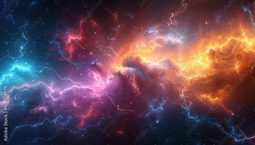 Fototapeta premium Cosmic Energy Surge: A Vibrant Abstract