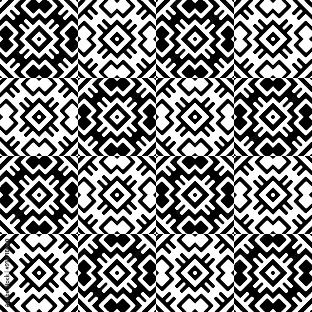 Black and white seamless pattern with abstract shapes. Repeat pattern for fashion, textile design, on wall paper, wrapping paper, fabrics and home decor. Black and white seamless pattern with abstract shapes. Repeat pattern for fashion, textile design, on wall paper, wrapping paper, fabrics and home decor.