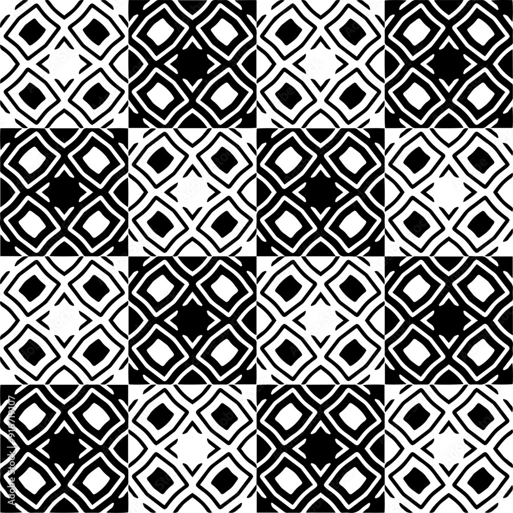Black and white seamless pattern with abstract shapes. Repeat pattern for fashion, textile design, on wall paper, wrapping paper, fabrics and home decor. Black and white seamless pattern with abstract shapes. Repeat pattern for fashion, textile design, on wall paper, wrapping paper, fabrics and home decor.