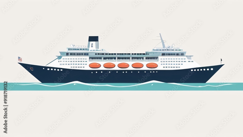 flat cruise ship in the ocean illustration flat cruise ship in the ocean illustration