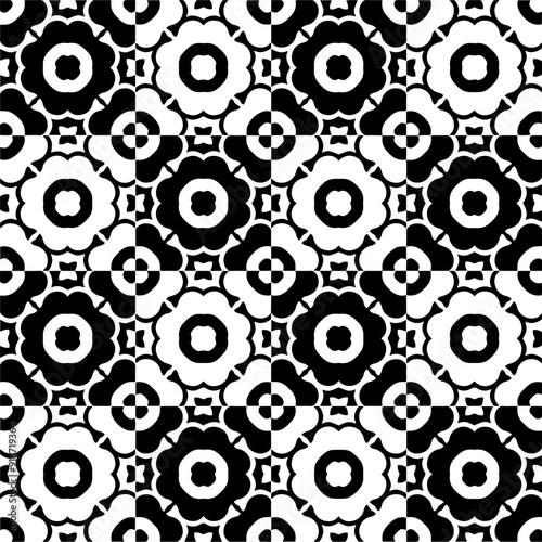 Black and white seamless pattern with abstract shapes. Repeat pattern for fashion, textile design, on wall paper, wrapping paper, fabrics and home decor.