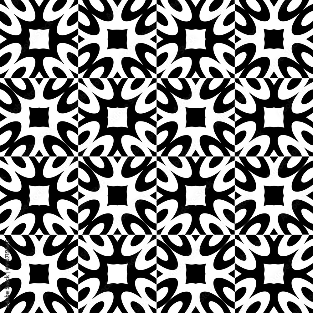 Black and white seamless pattern with abstract shapes. Repeat pattern for fashion, textile design, on wall paper, wrapping paper, fabrics and home decor. Black and white seamless pattern with abstract shapes. Repeat pattern for fashion, textile design, on wall paper, wrapping paper, fabrics and home decor.