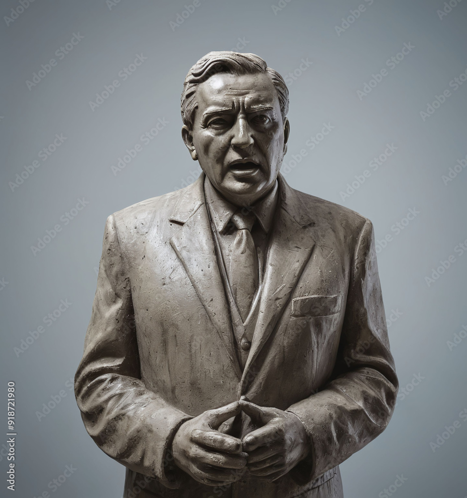 Fototapeta premium talking oration leader sculpture statue created from concrete, statue of man doing communication