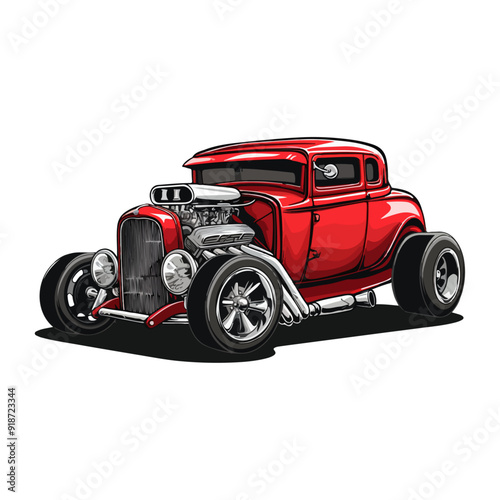 Grab our hot rod vector graphic design illustration now and let your creativity burn rubber! isolated withe background color